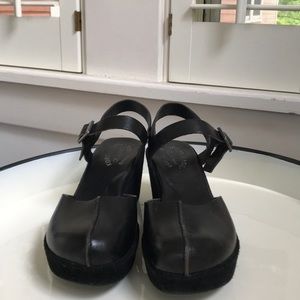 Kork-Ease Black Mary Janes Suede Heel Size 8/39